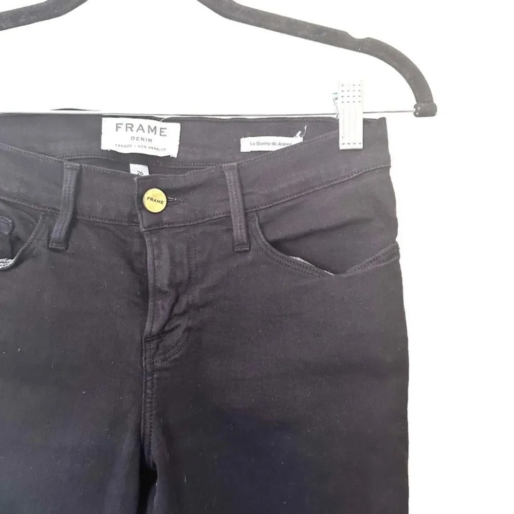 FRAME Le Skinny de Jeanne Denim in Black Sz‎ 26 - Picture 4 of 5